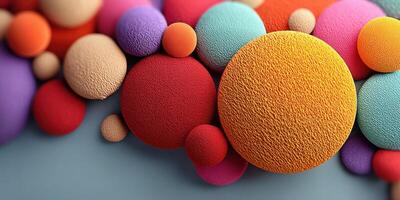 Colorful textured spheres arranged creatively on a background showcasing vibrant design elements and patterns photo