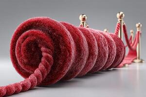 Red velvet rope barrier used in events for crowd control at galas and premieres photo