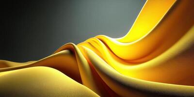 Elegant flowing yellow fabric draping gracefully under soft light in a serene setting photo