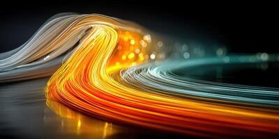Dynamic flow of light streams creating vibrant patterns in a dark space during a creative design exploration photo