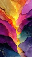 Colorful abstract artwork featuring vibrant layers and flowing shapes during daylight photo