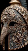 Exquisite ornately designed Greek helmet showcasing intricate craftsmanship and historical significance photo