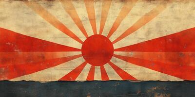 Flag design featuring red and white rays with a central circle, symbolizing national pride and heritage photo