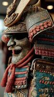 Intricate samurai armor displayed at a cultural exhibition highlighting Japan's rich history and craftsmanship photo