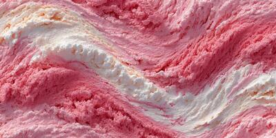 Deliciously swirled strawberry and vanilla ice cream tempting on a warm summer day photo
