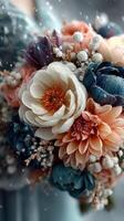 Beautiful bouquet of colorful flowers with delicate textures and soft colors arranged for a special occasion photo