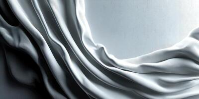 Elegant flowing white fabric against a smooth light backdrop creating a serene atmosphere photo