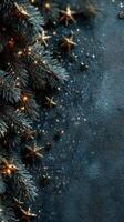 Beautifully decorated Christmas tree with golden stars and twinkling lights creates a festive atmosphere during winter celebrations photo