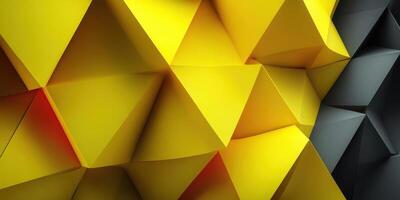 Colorful geometric pattern of yellow and black triangles arranged in a dynamic design photo