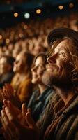 Audience captivated by performance at a live event on a lively evening photo