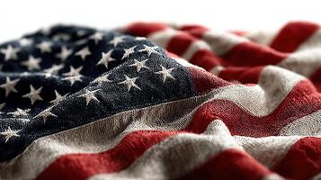 Waving American flag with rich colors and texture against a light background photo