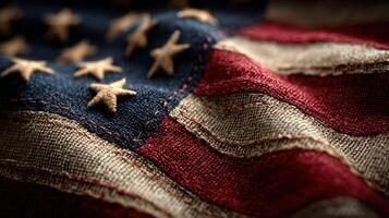 American flag displayed with detailed texture showcasing rich history and patriotism in fabric design photo