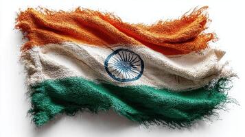 Creative interpretation of the Indian flag made from textured fibers in vibrant colors showcasing national pride and artistry photo