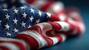 American flag draped on a surface showcasing vibrant colors and intricate details during a bright afternoon photo