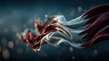 Colorful waving flag of Qatar with intricate details showcasing vibrant colors and movement in a serene background photo