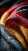 Colorful fabric draped on a surface highlighting texture and vibrancy at a textile market photo