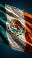 Flag of Mexico waving proudly against a dark background in a display of national pride and culture photo