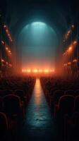 Crowded theater awaits performance as lights dim for a captivating experience photo