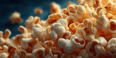 Close-up view of popped corn kernels highlighting texture and color in a culinary setting photo