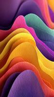 Vibrant waves of colored paper form a stunning abstract landscape showcasing various hues and textures photo