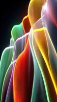 Colorful abstract light waves creating a vibrant display in a dark background environment photo