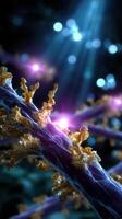 Exploration of intricate biological structures illuminated by ethereal light in a dynamic environment photo