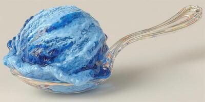 Delightful blue ice cream served in a clear dish ready to enjoy on a sunny day photo