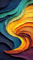 Vibrant abstract art with rich colors blending in wave-like patterns on textured surface photo