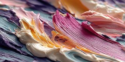 Colorful abstract paint texture showcasing vibrant strokes and patterns on canvas photo