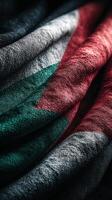 Textured fabric with the colors of the Jordanian flag uniquely arranged on display photo