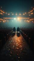 Captivating atmosphere in a historic theater during a performance with audience members engaged in the experience photo