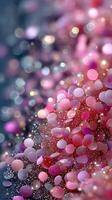 Colorful bokeh pattern with pink and purple orbs creating a mesmerizing abstract background at twilight photo