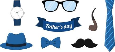 Father's day. set of isolated elements in flat style vector