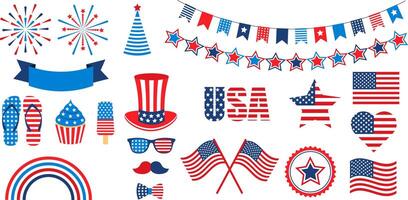 set of isolated elements for US Independence Day. vector