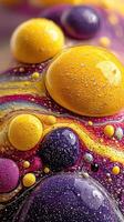 Vibrant abstract design featuring colorful bubbles on a smooth surface photo
