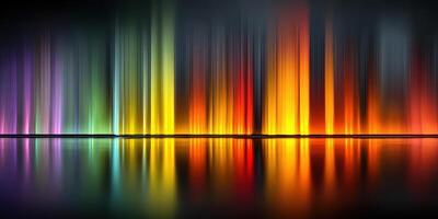 Colorful light display reflects on water surface during nighttime event at a public park photo
