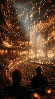 Elegant theater performance captivates audience under sparkling lights in an ornate venue photo