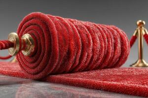 Elegant red carpet rolled out for a prestigious event at an upscale venue photo
