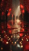 Evening gala in a lavish hall with shimmering lights and elegant attire showcasing a stunning entrance photo