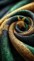 Textured fabric in vibrant colors showcasing intricate patterns and craftsmanship for artistic projects or decor photo