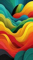 Vibrant abstract landscape with flowing shapes in bright colors inspired by nature photo