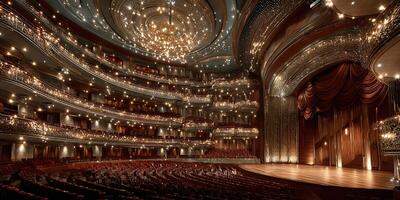Elegant theater interior showcasing grand architectural design in a cultural venue during a performance preparation photo