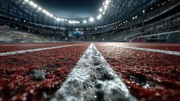 Sports arena with illuminated running track during a major athletic event at night photo