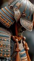 Intricate details of a samurai armor showcasing craftsmanship and cultural significance in traditional Japan photo