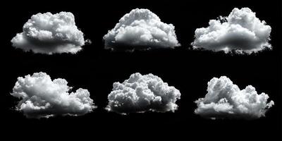 Various cloud formations against a black background showcasing different shapes and textures during a calm moment photo