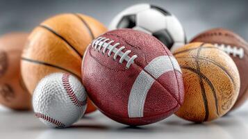 Various sports balls arranged together showcasing the diversity of athletic activities and games photo