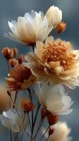 Beautiful collection of softly colored flowers blooming in a serene garden setting during early springtime photo