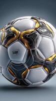 Unique design of a modern soccer ball with intricate patterns and textures captured in a studio setting photo