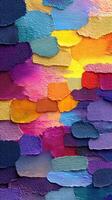 Colorful abstract texture created with layered paint strokes reflecting vibrant hues and artistic expression photo