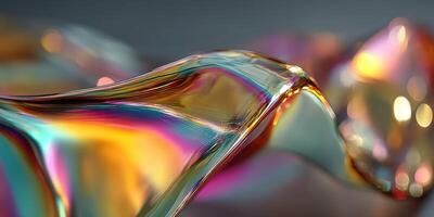 Colorful liquid wave shimmering under soft light creating a mesmerizing visual effect photo